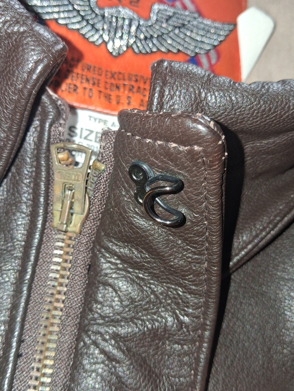 Vintage 90s Cooper Type A-2 Goatskin Leather NRA Flight Jacket Bomber-44 - Picture 10 of 16